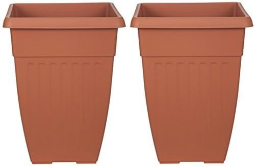Set Of 2 Terracotta 42cm Tall Garden Patio Planter Flower Plant Pot Tub Basket