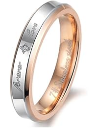 KONOV Joyería Anillo de hombre mujer, Compromiso, Alianzas de boda, Regalos san valentin, Amor, Forever Love, Acero inoxidable, Color oro negro plata (con bolsa de regalo)