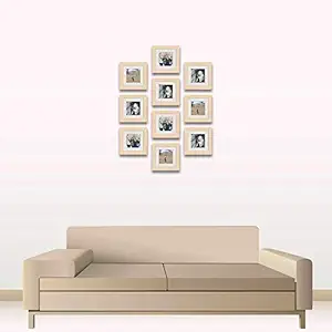 ArtzFolio Wall Photo Frame D497 Natural Brown 6x6inch;Set of 10 PCS with Mount