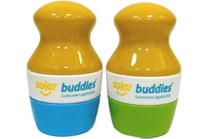 Duo Pack Of Solar Buddies Refillable Roll On Sponge Applicator For Kids, Adults, Families, Travel Size Holds 100ml Travel Friendly for Sunscreen, Suncream and Lotions (BB) (PG) (BG)