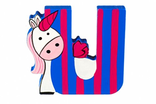 Wooden Freestanding Alphabet Letter Different Animal For Each Letter (U is for Unicorn)