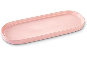 COSYCORNER Ceramic Bathroom Counter Tray - Simple Style Design for Cosmetics, Bathtub, Perfume, Shampoo, Liquid Soap - Suit for Bathroom and Kitchen (Pink)