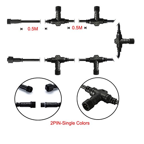 QACA T-Verbinder T-Verbindungskabel für LED Einbaustrahler Einbauleuchte Bodeneinbauleuchte wasserdicht IP67 - 2