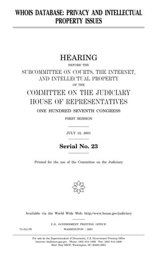 Preisvergleich Produktbild WHOIS database : privacy and intellectual property issues