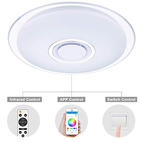 Preisvergleich Produktbild SHELLTB LED Deckenleuchten RGB Dimmable Moderne APP Fernbedienung Bluetooth Musik Licht Schlafzimmer Lampen Intelligente Deckenleuchte 25 Watt 36 Watt 52 Watt,DIA33cmMusic25W