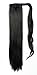 17/23 inches Fashion Long Wrap Around Ponytail Straight Curly Wavy Clip in Pony Tail Hair Extension Extensions Black Blonde Brown (23 inches, Natural Black)