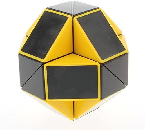 EASYTAR 24 Parts Foldable Color Magic Snake Cube Jigsaw Puzzle Cube Toy Color Black with Yellow
