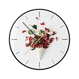 Wanduhr, Hängende Malerei Klein Frisch Grünes Blatt Blumen Mode Kreativ Geschenk Einfach Modern Metall Leise Innen Draussen Batteriebetrieben 12 Zoll 30 cm (größe : D)