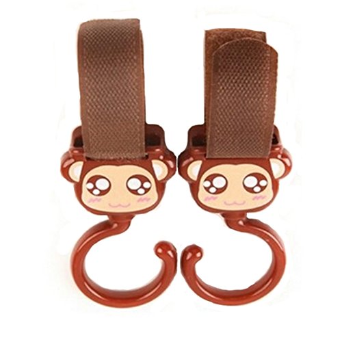 Lovely Baby Stroller Hooks, Crying Face, 2 Pack, Brown (14*5CM)