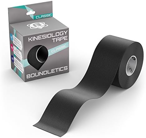 Kinesiology Tape | 5 m x 5 cm for easy taping of spine, shoulder, neck, hand, finger, knee, heels or ankle | essential supplement for fitness, gym, soccer, physiotherapy, CrossFit | FREE instructions (Black)