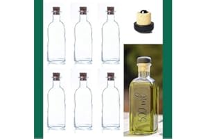 ESENCIA ANDALUSÍ 6 Botellas frasca vidrio vacías de 500ml tapón corchoBotella para Vino, Licor, Aceite, vinagre 0,5 litros, Botella con caja con separadores- REGALO 1 TAPÓN DE CORCHO CON VERTEDOR Y CABEZA DE MADERA