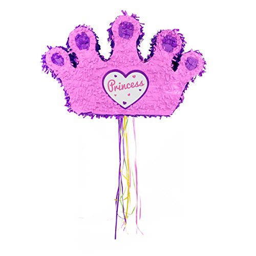 Prinzessin Pinata von Trendario - 49x30x15 cm groß in Rosa / Pink - ungefüllt - Ideal zum Befüllen mit Süßigkeiten und Geschenken - Piñata Krone für Kindergeburtstag Spiel, Geschenkidee, Party, Hochzeit