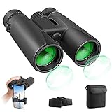 Jumelles Compactes Adultes Puissante HD 12x42 pour l'observation des Oiseaux Randonnée Pédestre Concerts Itinérants Sports avec Vision Nocturne Faible, Objectif BAK4 Prism FMC avec bandoulière