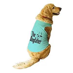 Ruse Pet The Dogfather Printed Round Neck Sleeveless Dog Vest Tank T-Shirt/Tees Apparel/Clothes/Tees Gift for Dogs(Aqua Green)/Medium (Chubby Pugs, Beagle etc.)