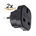 Produktbild Reiseadapter UK auf EU Deutschland, Netz-Stecker Großbritannien England > Euro-Stecker Adapter, Reisestecker GB englisch zu DE deutsch (2X schwarz)