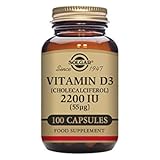 Solgar Vitamin D3 (Cholecalciferol) 2200 IU  (55 µg) Vegetable Capsules - Pack of 100