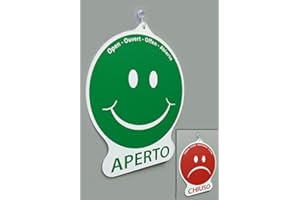 POLITARGHE Cartello APERTO e CHIUSO emoticon per negozio vetrina studio laboratorio officina
