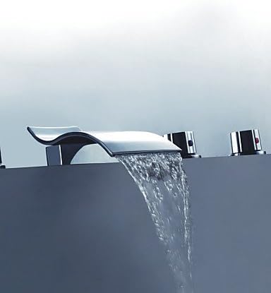 JinRou Modern and stylish Shower Mixer Modern Design Chrome Finish Widespread Waterfall Tub Faucet with Handshower