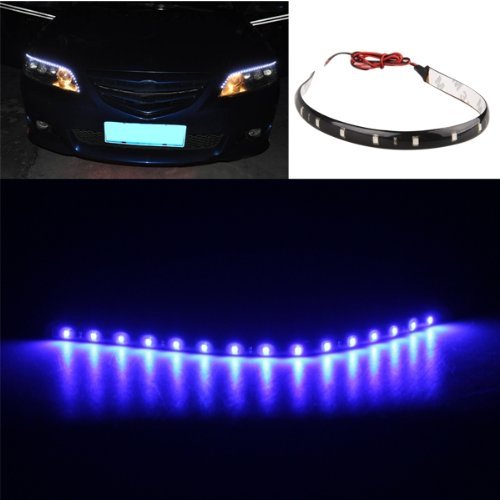 SODIAL(R) 4x 30CM 15 LED Lichterkette Strip Streifen blau Wasserdicht 12V - 2