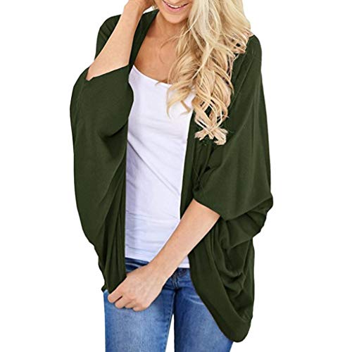 Preisvergleich Produktbild MOIKA Damen Cardigan Strickjacke, Frauen Einfarbig Kimono Cardigan Lose Ärmel Vertuschen