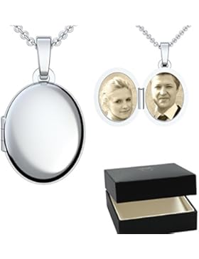 Medaillon oval Silber 925 ❤ LUXUS Etui ❤ Amulett antik vintage (Medalion, Medallion) Damen Hals-Kette zum Öffnen...