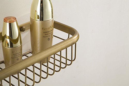 Hiendure® 30cm Messing Wandhalterung Duschkörbe Badezimmer Bad Dusche Korb Regal, Antikmessing - 6
