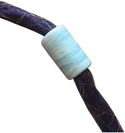Artisan Glass Mint Cream Dread Dreadlock Bead Large Big Hole 8.5 mm Charm Hair Festival