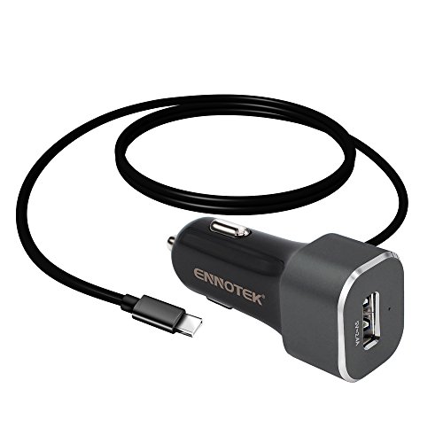 ENNOTEK Caricabatterie Auto Veloce, 5V 3A Cavo USB Type C Dritto da 1 m + 5V 2.4A Porta USB per Galaxy Note 9/8, Huawei, Xiaomi di più
