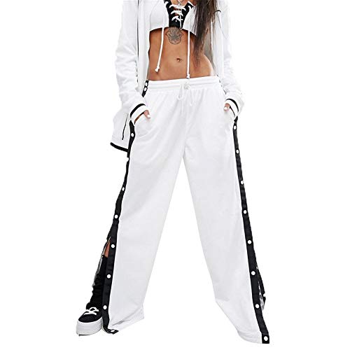 pantaloni basket con bottoni laterali