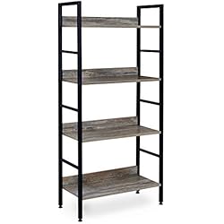 Étagère de Rangement Vintage Escalier 4 Niveaux en Bois Acier Étagere Plante Livre Déco Etagere à Chaussures Metal pour Cuisine Garage Salon Chambre Bureau Industrielle Etagere Bibliotheque Noir