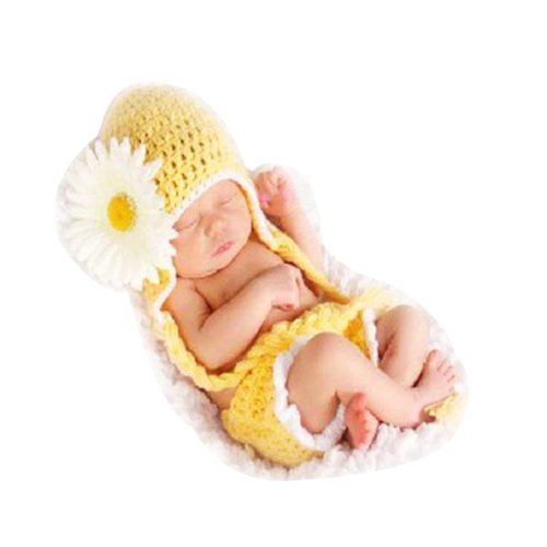 Cute Baby Infant Sunflower Knitted Costume Photo Photography Prop 0-9 months Newborn