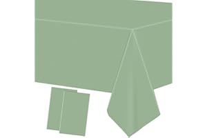 YAAVAAW Tovaglia in plastica verde salvia, 137 x 274 cm, 2 pezzi, grande tovaglia verde salvia per feste, tovaglia per bambini e adulti, compleanno, picnic, cene, matrimoni, feste di Natale