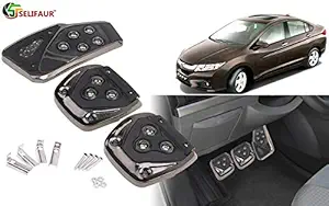 Selifaur - 3 Pcs Black Non-Slip Manual Car Pedals kit Pad Covers Set for Honda City Idtec