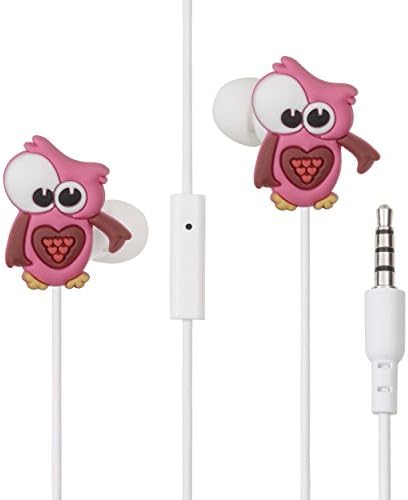 Cute Owl Earphone with remote and Microphone. Present for girls of any age. Pink headphone for Iphone, Samsung, Nokia, Ipad, MP3, Apple