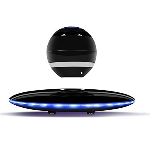Preisvergleich Produktbild NSOP Magnetische Levitation Drahtlose Bluetooth-Lautsprecher, Touch-Taste Maglev LED-Blitz Drahtlos Schwimmende Lautsprecher mit Mikrofon,Black