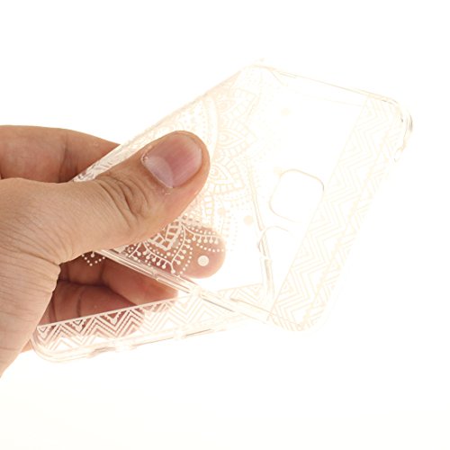 Funda Samsung Galaxy A5 2016 SM-A510F Wanxida Funda de Silicona TPU Carcasa Transparente Clara Soft Clear Case Cover Funda Blanda Delgada Carcasa Suave Ligera Caja Anti Rasgu  os Anti Choque Funda protectora con Dise  o   nico - Flor Blanca de Mandala