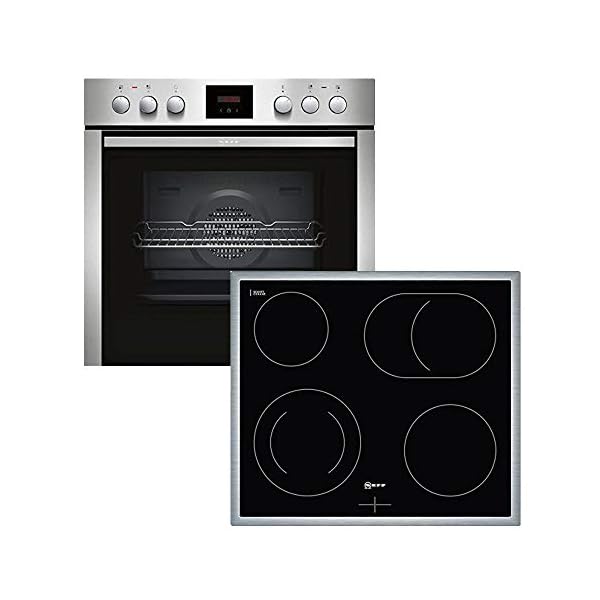 Neff XE2 Backofen-Kochfeld-Kombination / Einbau / 4 Heizelemente / 59,4 cm / Edelstahl/Schwarz / Schnellaufheizung / 4 HighSpeed-Heizkörper