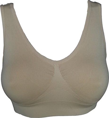 Comfortable Seamless Leisure Yoga Stretch Sports Bra Comfort Crop Top Vest Different colours &amp; Sizes available (XXXL (24+), Beige)