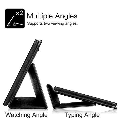 Fintie Fire Hülle Amazon Fire HD 10 Zoll (5. Generation – 2015 Modell) Tablet – Folio Kunstleder Schutzhülle mit Ständerfunktion und Auto Sleep / Wake Funktion, Schwarz - 5