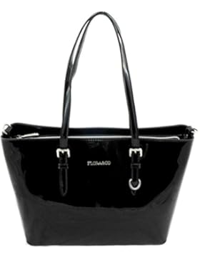 Shopper Lack Tasche Damen Schwarz Flora & Co Handtasche