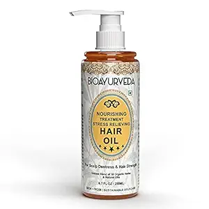 BIOAYURVEDA Nourishing Treatment Stress Relieving Hair Oil For Women Men | Best Moisturizing Scalp Health Hair Oil - 200 ml