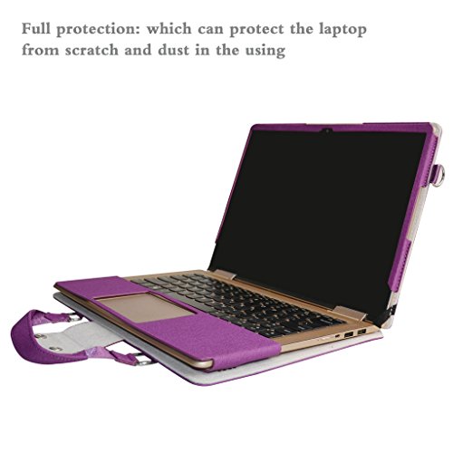 Lenovo Yoga 710 14 Hülle,Labanema 2 in 1 Spezielles Design PU Leder Handtasche Tragetasche Schulter Schutzüberzug+Tragbare Tasche Portable Laptoptasche mit Handgriff Schultergurt Griff für 14″ Lenovo Yoga 710 14 710-14ISK 710-14IKB 80TY0008UK 2-in-1 Serise Notebook,Violett - 3