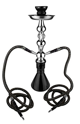 BAYLI - Shisha Wasserpfeife Set mit 2 Schläuchen Höhe ca. 47cm Nargile Hookah Zange Tonkopf + Alufolie + 10 x Mundstück (F3039)