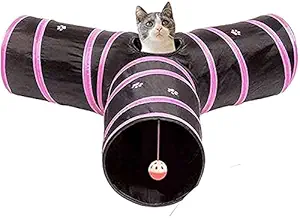 Petlicious & More Pet (Fidget Shape) Cat Tunnel - Collapsible 3 Way Play Toy, Tube Fun for Rabbits, Kittens (Pack of One)