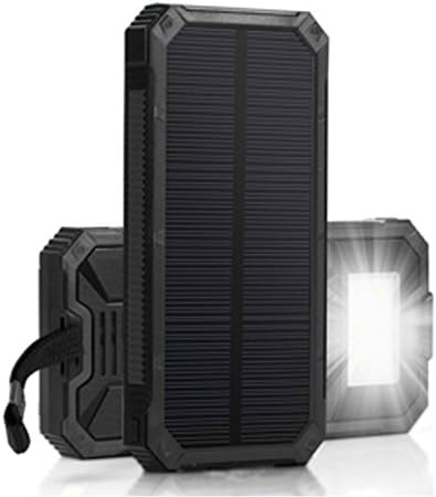 Virocana Solar charger 15000mAh Solar Power Bank with 6 LED Flashlight Dual USB Port Portable Battery Charger Rain-Resistant Solar Phone Charger Outdoor Backup Power Pack for Cell Phone(Black)