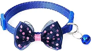 PSK PET MART- Adjustable Cat Collars Cute Bow-tie with Bell, Safety Identification Collars for Puppy, Kitten and Small Pets (Blue)