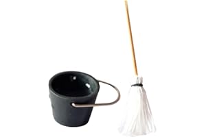 OUKEN rackbone 1 12 Puppenhaus Zubehör Mini Reinigungswerkzeuge Miniatur Mopp Eimer Set Puppenhaus Küche Garten Zubehör Miniatur mop Eimer Set Für Puppenhaus Garten Haus Dekorieren