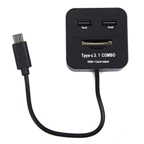 USB 3.1 Typ C 2 Port USB 2.0 Hub TF Kartenleser Combo Splitter (Schwarz) - 4