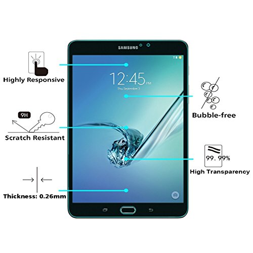 OMOTON Panzerglas Schutzfolie für Galaxy Tab S2 8.0 Wi-Fi mit [9H Härte][ Anti-Kratzen][Kristall-klar][Bläschenfrei zu Montage][lebenslange Garantie] - 2