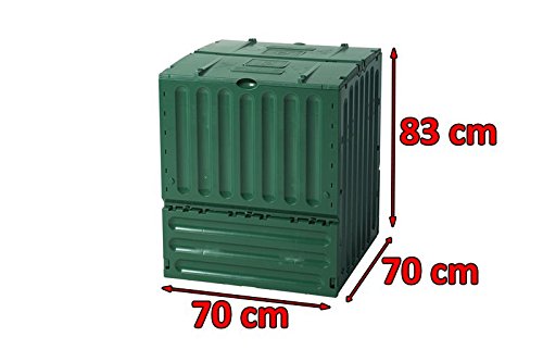 GARANTIA ECO-King Komposter in grün, aus robustem, recyceltem Kunststoff, Ganzjahreskomposter, 400 Liter, 70 x 70 x 83 cm, zwei Einfüllklappen, windstabile Deckelsicherung, Rapido-Click-System, - 5